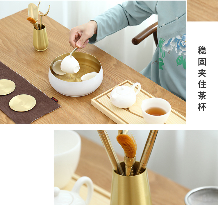 Ceramic story pure copper 6 gentleman household whole tea tin ChaGa knife ChaZhen tea spoon six gentleman tea accessories