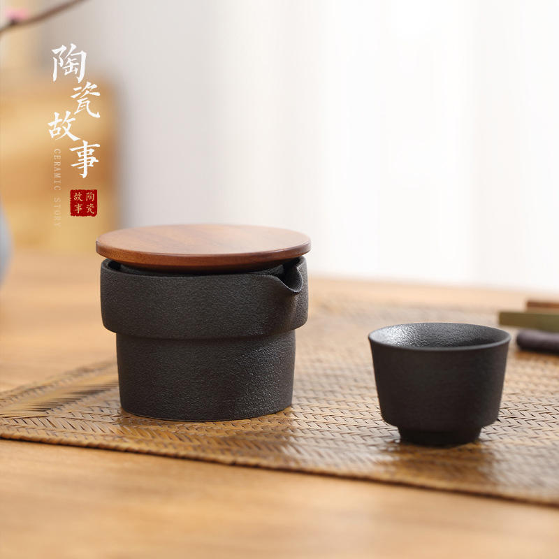 Ceramic story travel kung fu tea set small suit to crack a cup of black tea a pot of two cups of portable package type