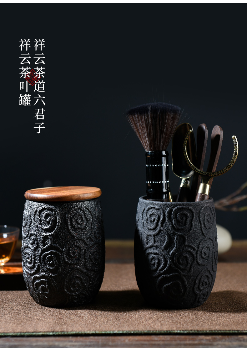 Ceramic story caddy fixings portable seal storage jar household pu 'er the receive tank tea taking with zero