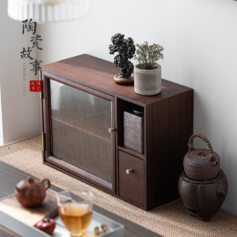 Story of pottery and porcelain tea set the receive ark of black walnut real wood, the display dustproof tank water tank of the sitting room of the new Chinese style tea tank