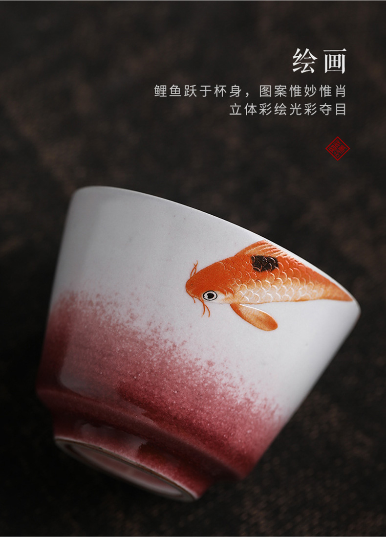 Ceramic story small tea cup, gift boxes kung fu tea bowl hand - made sample tea cup master cup single cup by hand