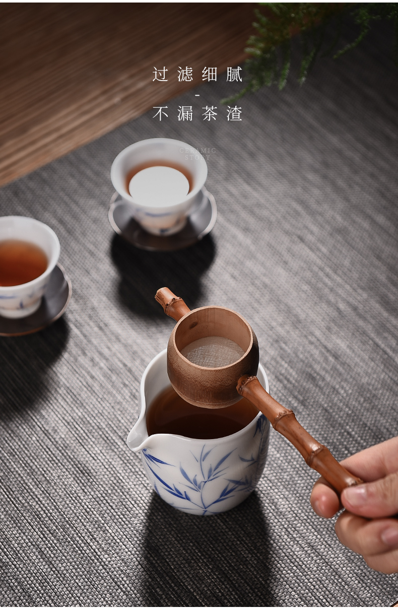 Ceramic stories) creative superfine tea filter an artifact integrated manual tea strainer Japanese bamboo tea net