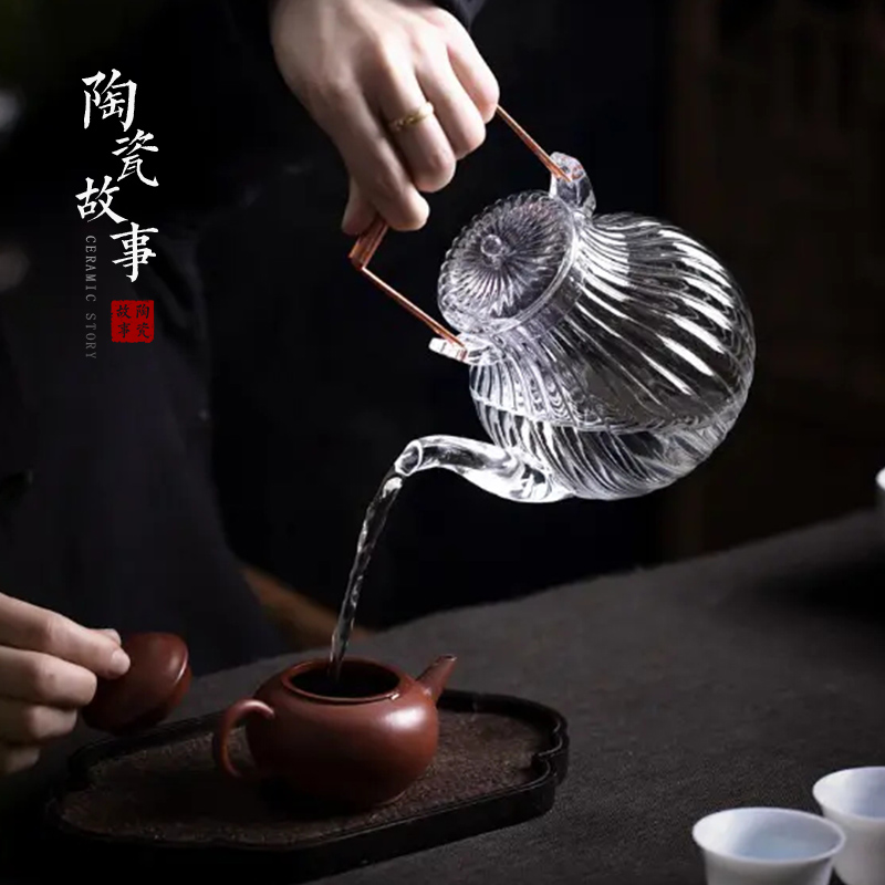 Ceramic heat - resistant glass teapot tea Japanese and wind boiled tea story household girder single pot of tea kettle