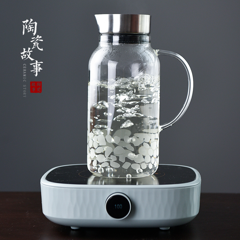 Cold water bottle glass ceramic story high temperature resistant household cool bottle Nordic creative Cold boiled water kettle cup suit