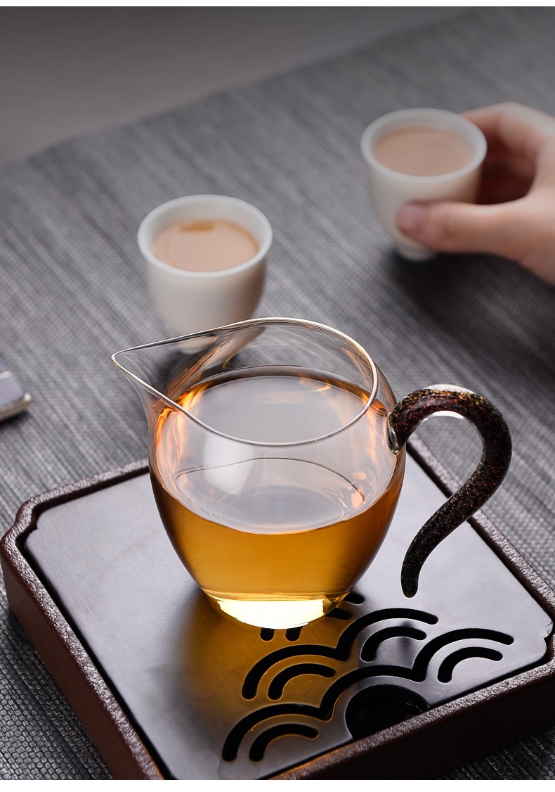 Ceramic fair story caijing cup upset heat - resistant transparent glass manual high - grade filter portion male cup of tea, tea sets