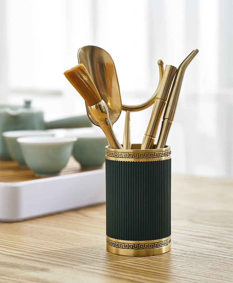 Ceramic story six gentleman 's suit pure copper brass kung fu tea accessories ChaZhen teaspoons ChaGa teaspoon 6 gentleman