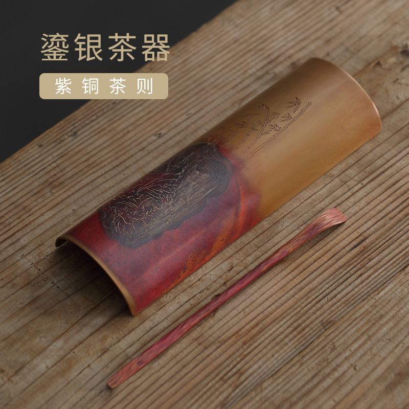 Ceramic story copper pure copper mine loader silver tea is tea spoon, manual ChaBo zen Japanese kung fu tea accessories