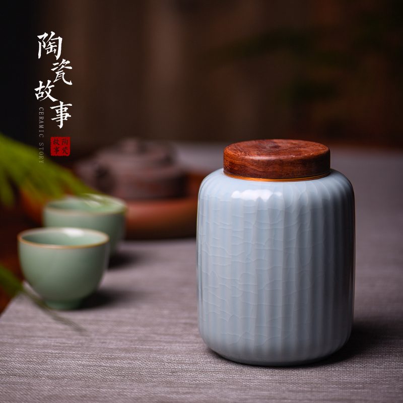 Members of the caddy fixings wooden cover large ceramic sealed as cans white tea tea tea storage tanks and POTS