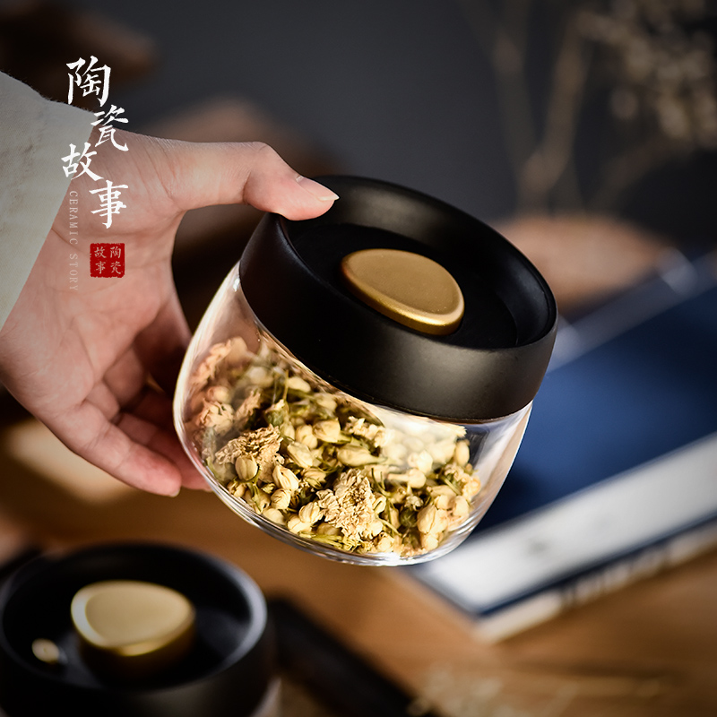 Ceramic story vacuum store as cans pu - erh tea caddy fixings household glass seal with Japanese small POTS