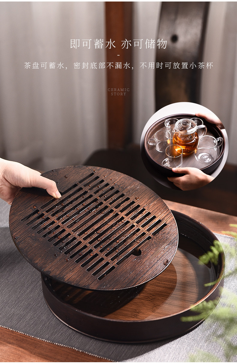 The Story of pottery and porcelain tea tray of household solid wood tea light small key-2 luxury modern kung fu tea set waterlogging under caused by excessive rainfall water tea tray