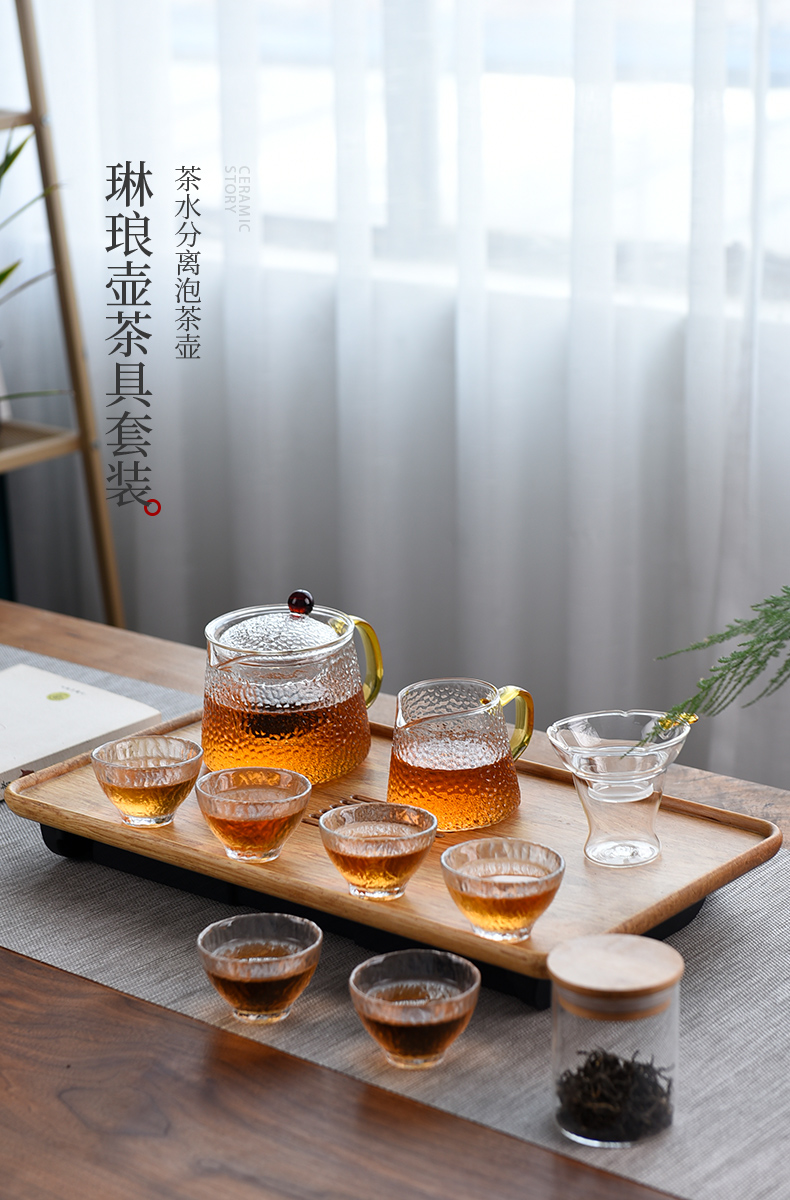 Ceramic story glass tea set household contracted sitting room teapot teacup tea tray office small sets of kung fu