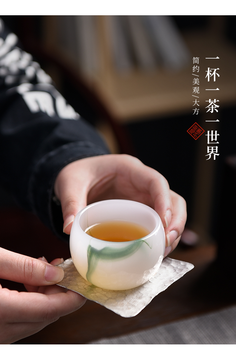 Ceramic story master cup single CPU kung fu tea cups jadeite jade porcelain jade Joan cup sample tea cup single use