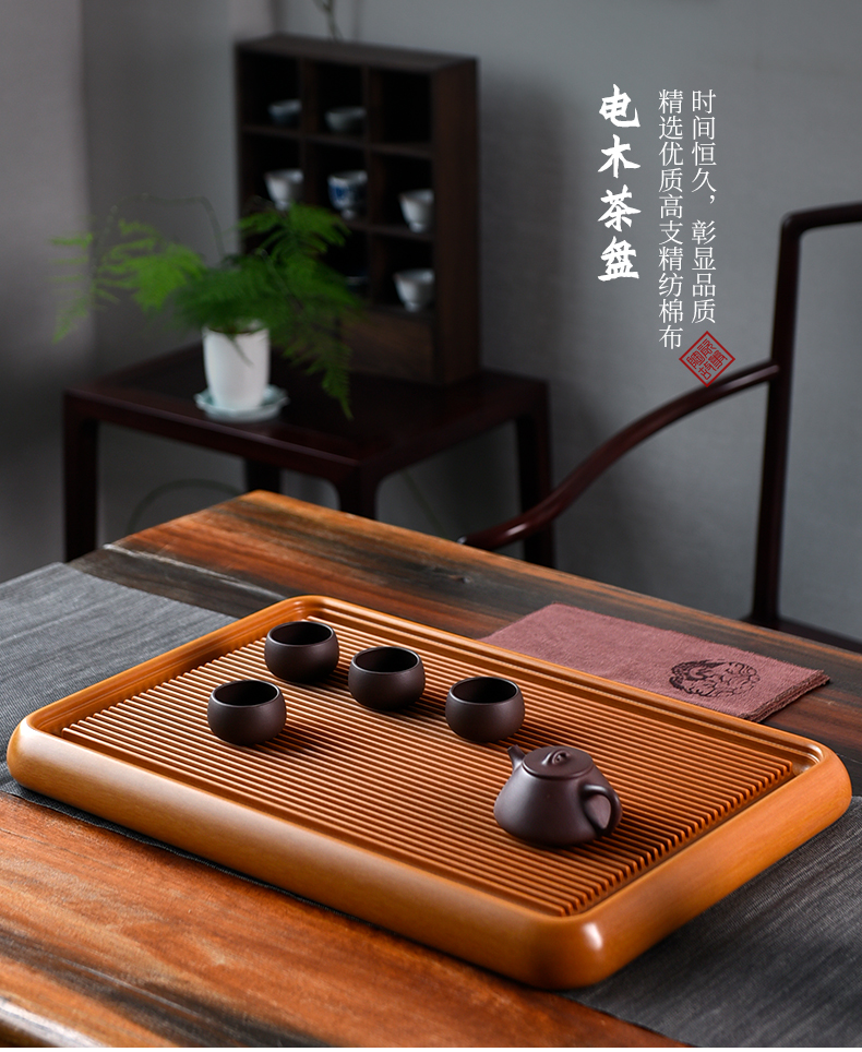 Ceramic story bakelite saucer plate of solid wood tea tray household contracted drainage type dry tea mercifully kung fu tea set