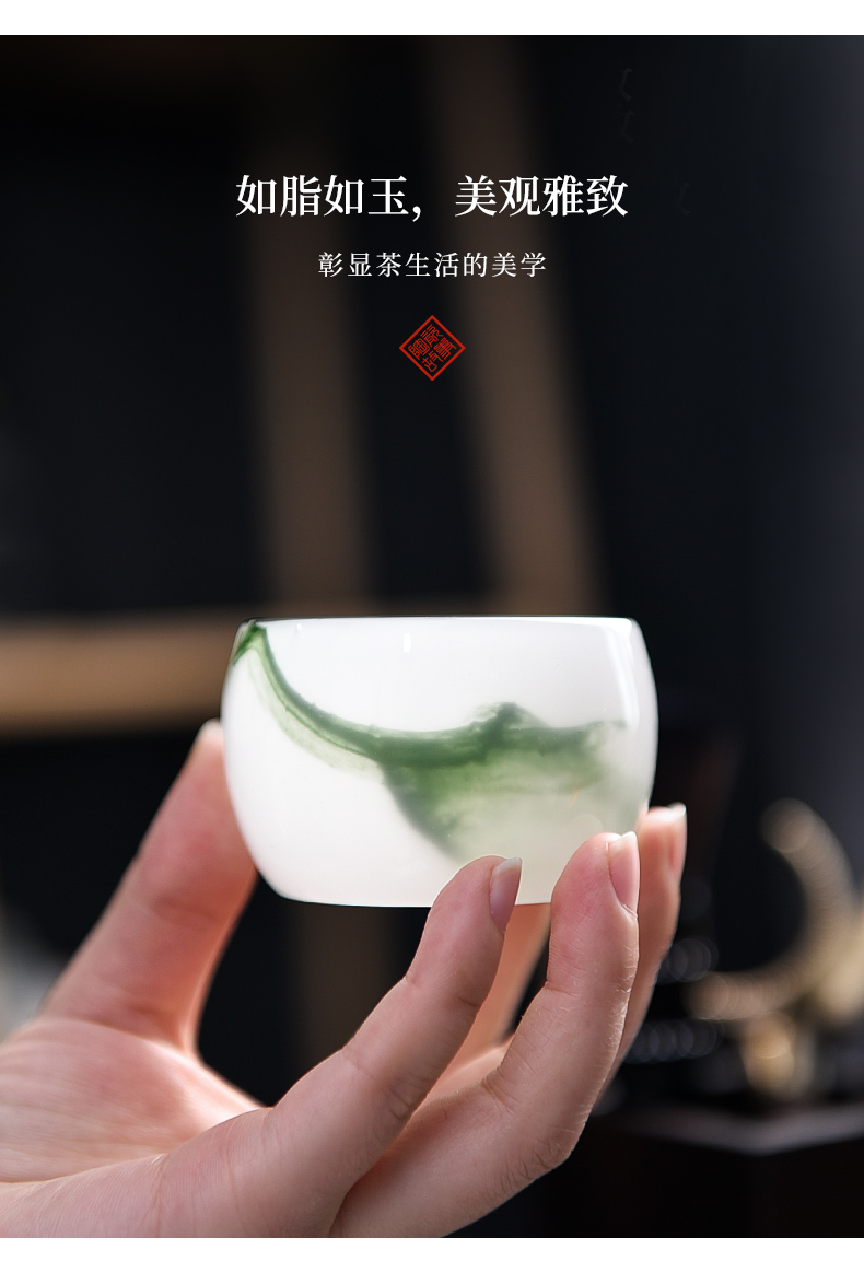 Ceramic story master cup single CPU kung fu tea cups jadeite jade porcelain jade Joan cup sample tea cup single use