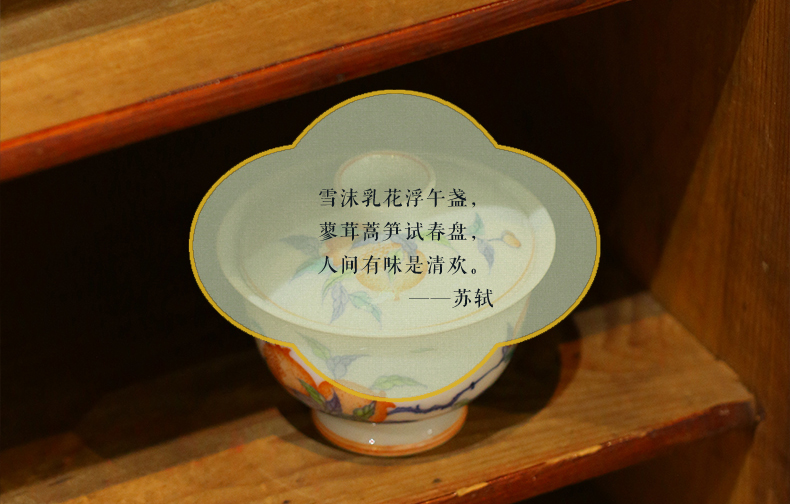 High - end checking hand - made ceramic story town tureen three blue and white color bucket pomegranate best tureen tureen