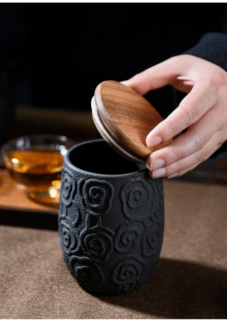 Ceramic story caddy fixings portable seal storage jar household pu 'er the receive tank tea taking with zero