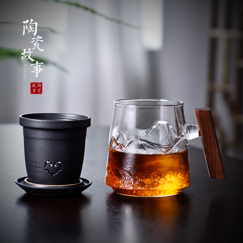 Ceramic separation story glass tea cups water cup men 's filter dedicated high - grade office tea cup