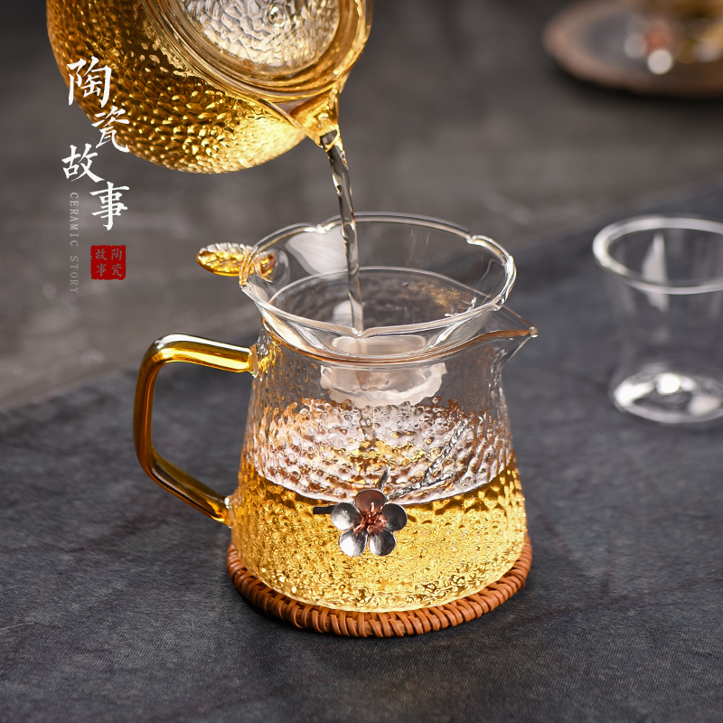 Ceramic fair story cup glass) suit household kung fu tea accessories upset a cup of hot points of tea ware