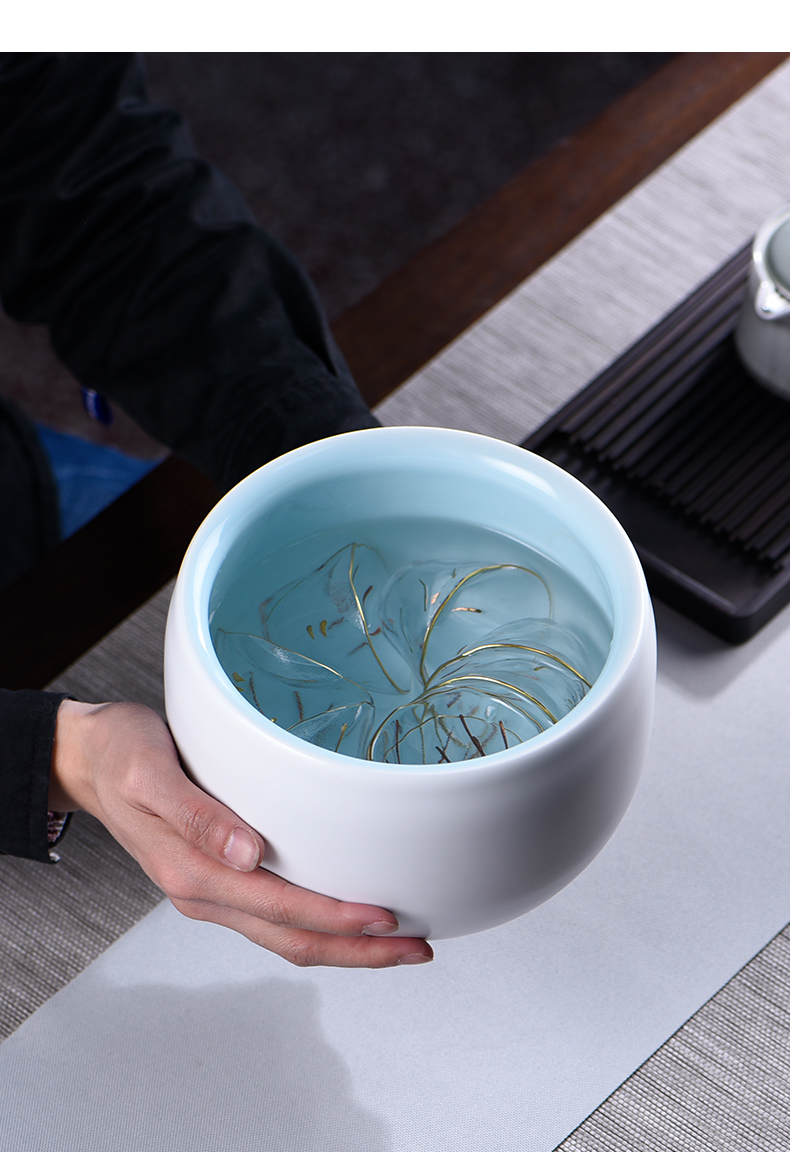 In hot tea to wash to the writing brush washer from household ceramics story basin of large cylinder for wash cup water jar XiCha ware tea accessories