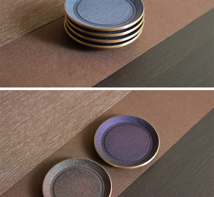 Brass color cup pad insulation pad saucer ceramic story Japanese creative kung fu tea accessories with zero