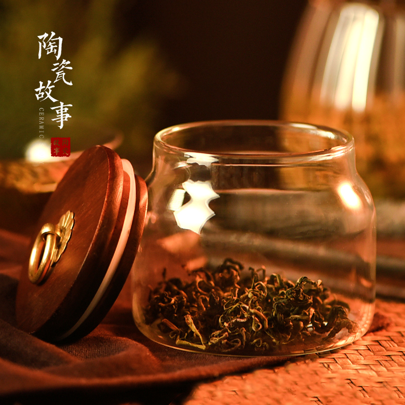 Ceramic seal pot acacia wood cover story glass tea tea accessories pu 'er household moisture storage tanks