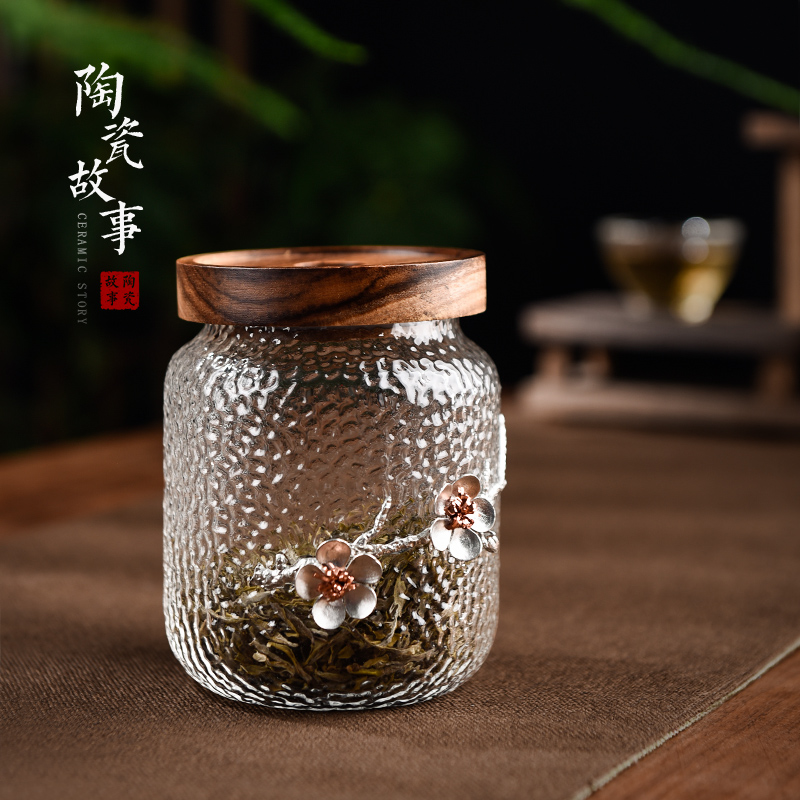 Ceramic story home store as cans pu - erh tea caddy fixings glass with Japanese seal small decals POTS