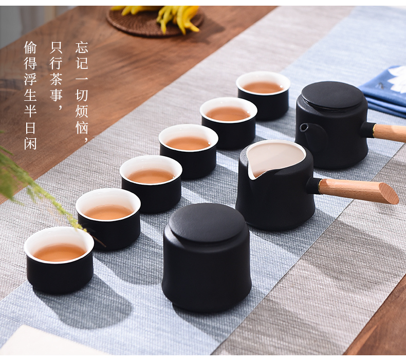Story of kung fu tea set suit small household set of tea cups ceramic teapot Japanese visitor high - grade office