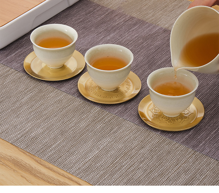 Ceramic story pure copper cup mat kung fu tea accessories copper cup insulation as antiskid mat cups