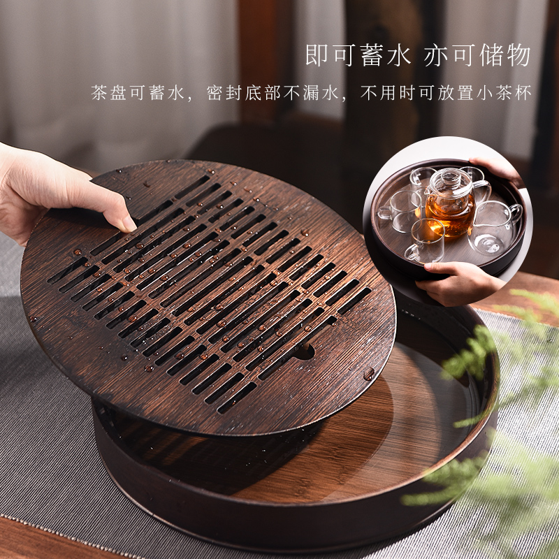 The Story of pottery and porcelain tea tray of household solid wood tea light small key-2 luxury modern kung fu tea set waterlogging under caused by excessive rainfall water tea tray