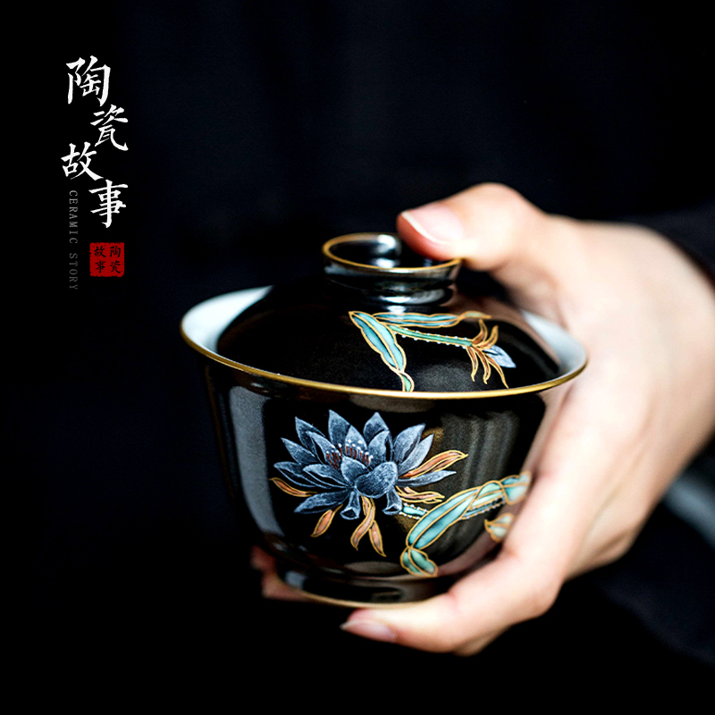 High - end checking hand - made ceramic story town tureen three tureen single jingdezhen pure hand - made tureen