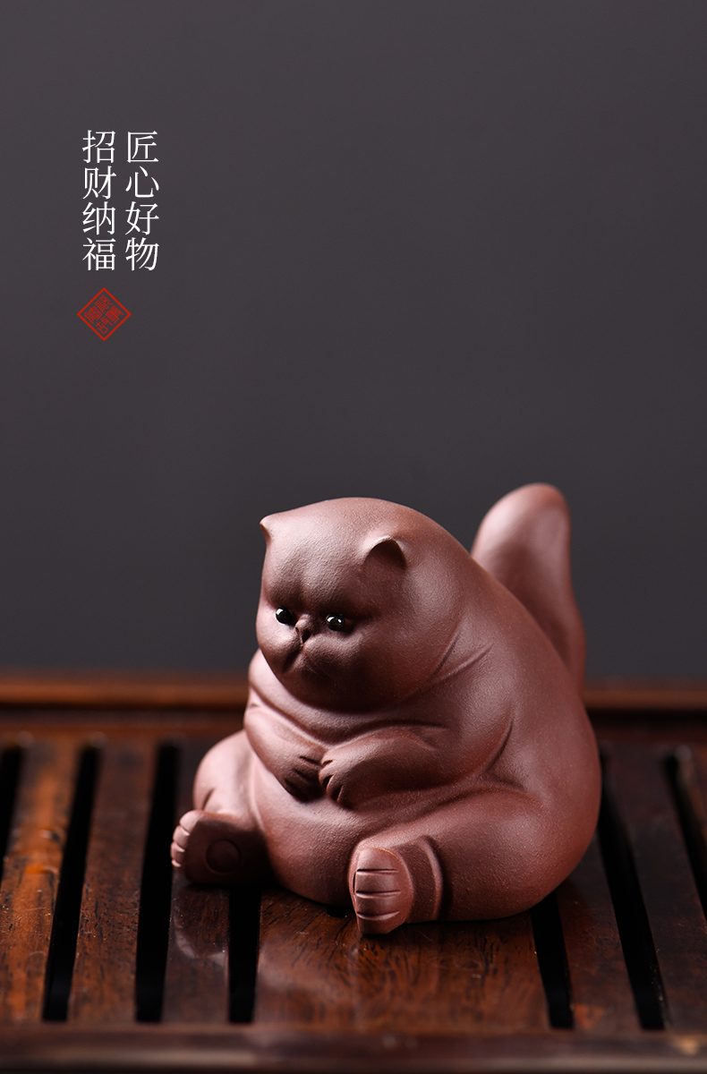 Ceramic story of pet cat violet arenaceous tea to keep fine tea tea tea table furnishing articles zen kung fu tea accessories