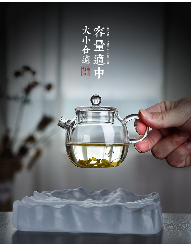 Ceramic glass teapot single story high - temperature kung fu tea set filter Japanese one little teapot with a flower pot