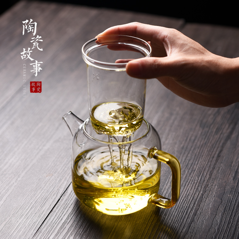 Ceramic story glass teapot high - temperature thickening filtering separation of tea, green tea teapot household utensils suits for