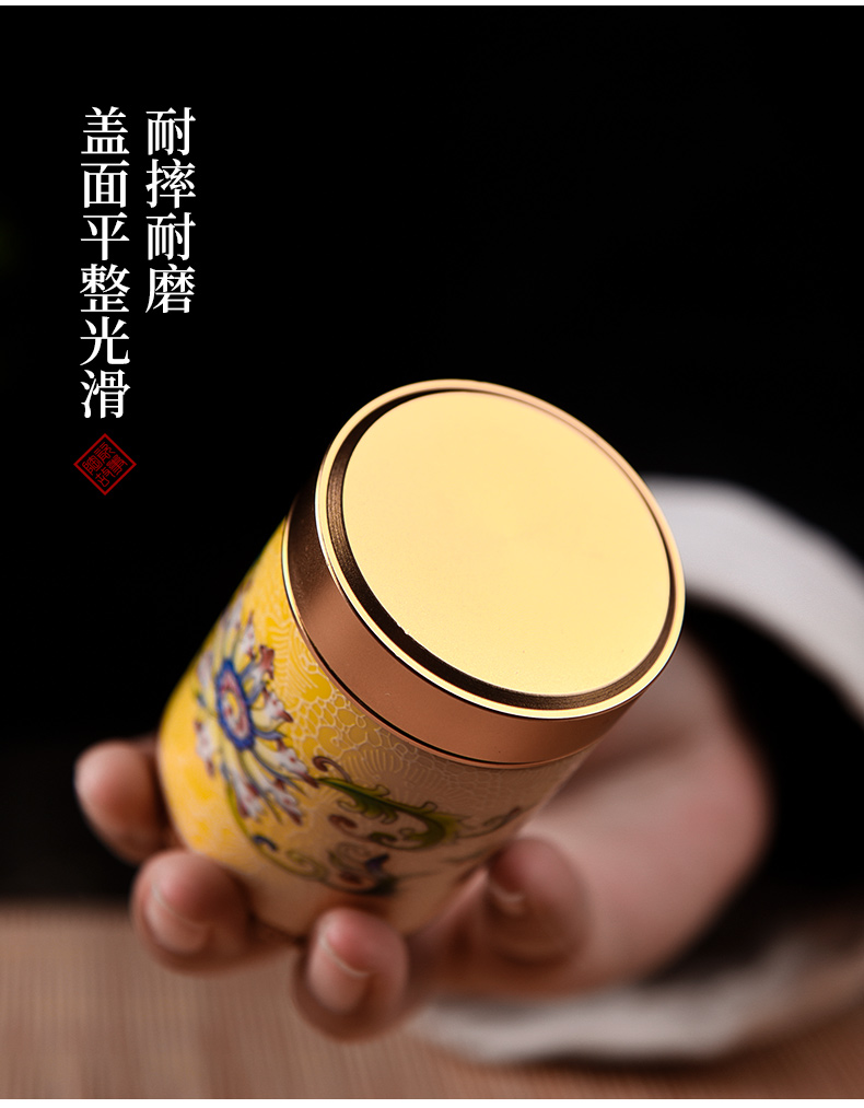 Story of pottery and porcelain tea pot small portable colored enamel sealing boutique high - end tea mini storage tanks