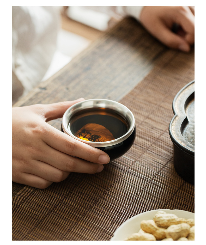 Ceramic story coppering. As silver light konoha roast flowers built lamp temmoku bodhi leaf tea master cup single cup sample tea cup