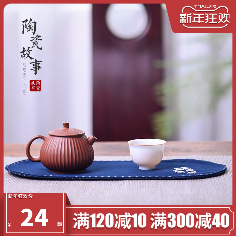 Ceramic story thickening of pure cotton and linen cloth art is small tea towel kung fu tea table accessories zen tea pot cup mat absorbent cloth