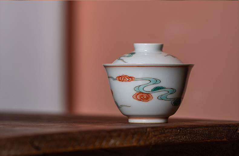 High - end checking hand - made ceramic story town tureen three tureen only a single red green color xiangyun grain tureen