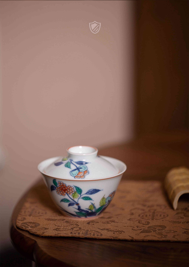 High - end checking hand - made ceramic story town tureen three tureen single bucket color taihu flowers tureen