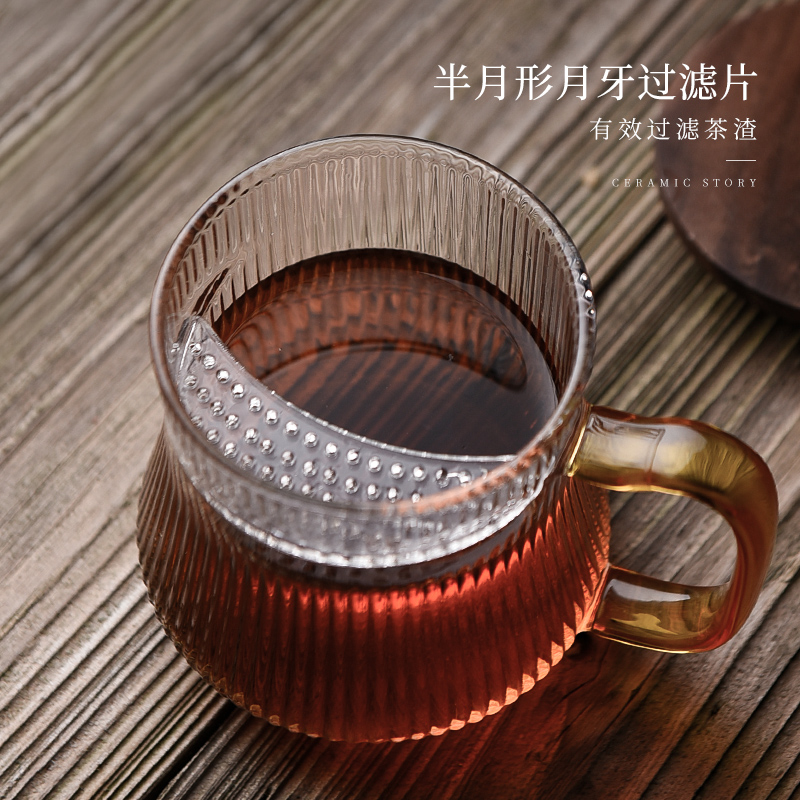 Ceramic glass cup with cover story filtration separation cups of green tea tea tea cup crescent cup "women ultimately responds cup