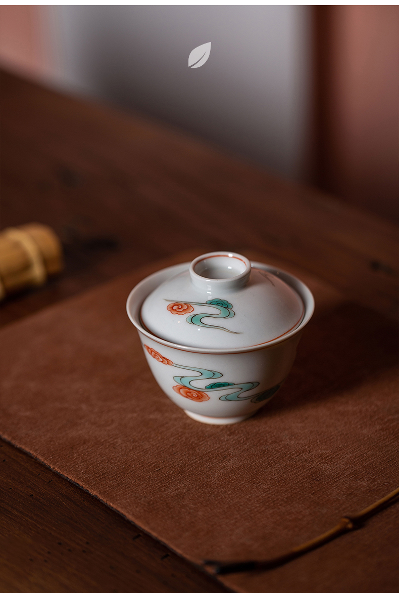 High - end checking hand - made ceramic story town tureen three tureen only a single red green color xiangyun grain tureen