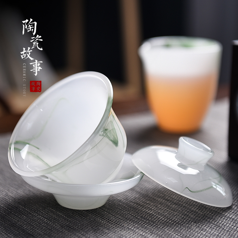 Jingdezhen ceramic story tureen single bowl tea cups suit white porcelain suet jade ceramic three tureen