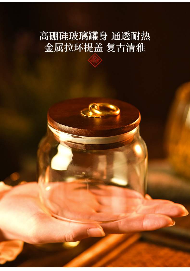 Ceramic seal pot acacia wood cover story glass tea tea accessories pu 'er household moisture storage tanks