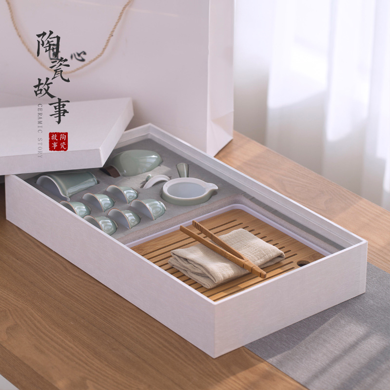 Kung fu tea set ceramic story home sitting room tea Japanese tea set a small set of simple dry tea cups dish