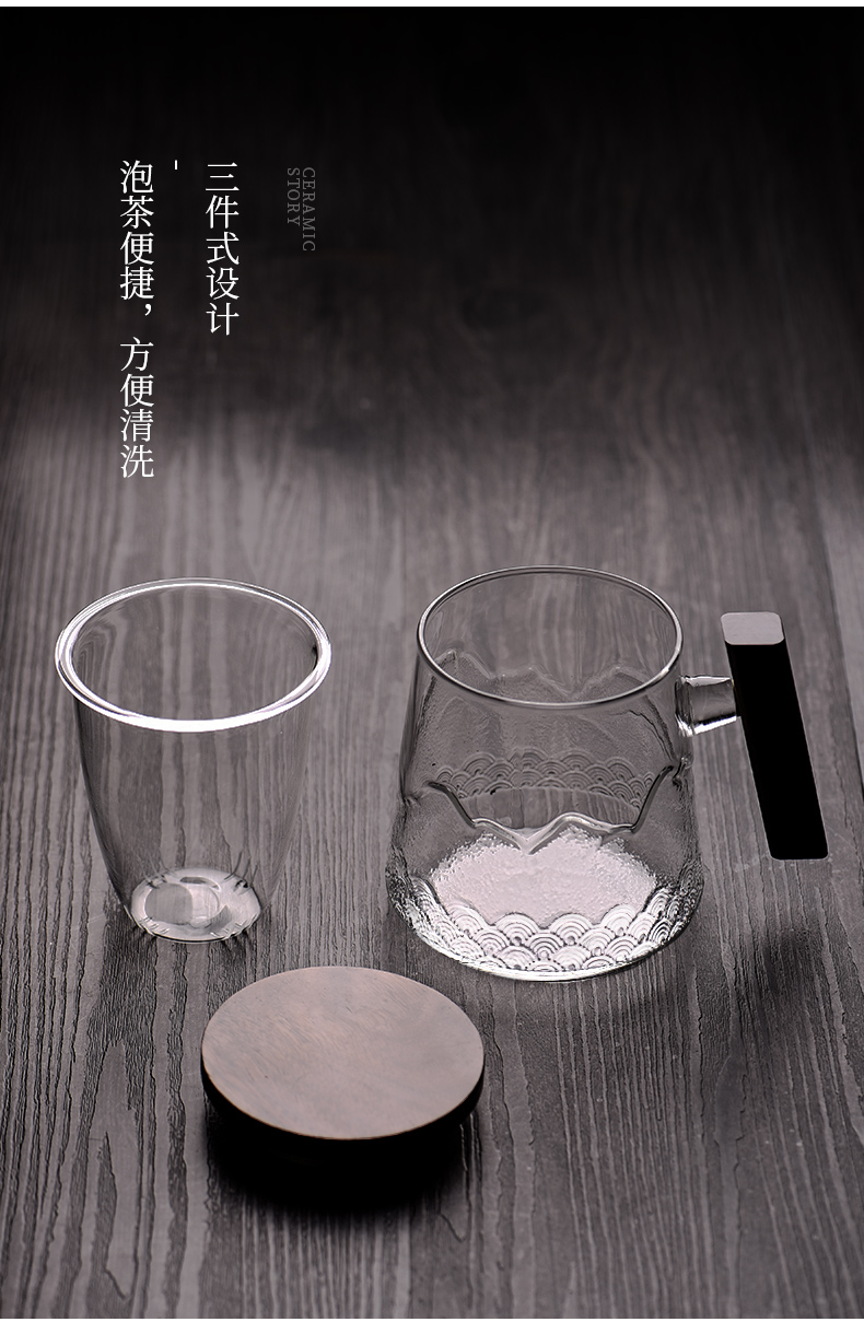 Ceramic separation story tropical resistant cover glass cup tea tea cup home office cup of filtered water cup