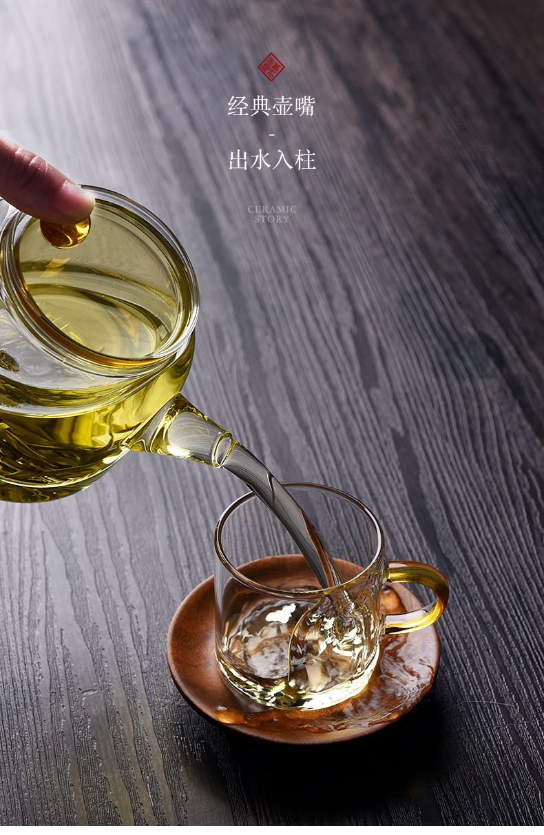 Ceramic story glass teapot high - temperature thickening filtering separation of tea, green tea teapot household utensils suits for