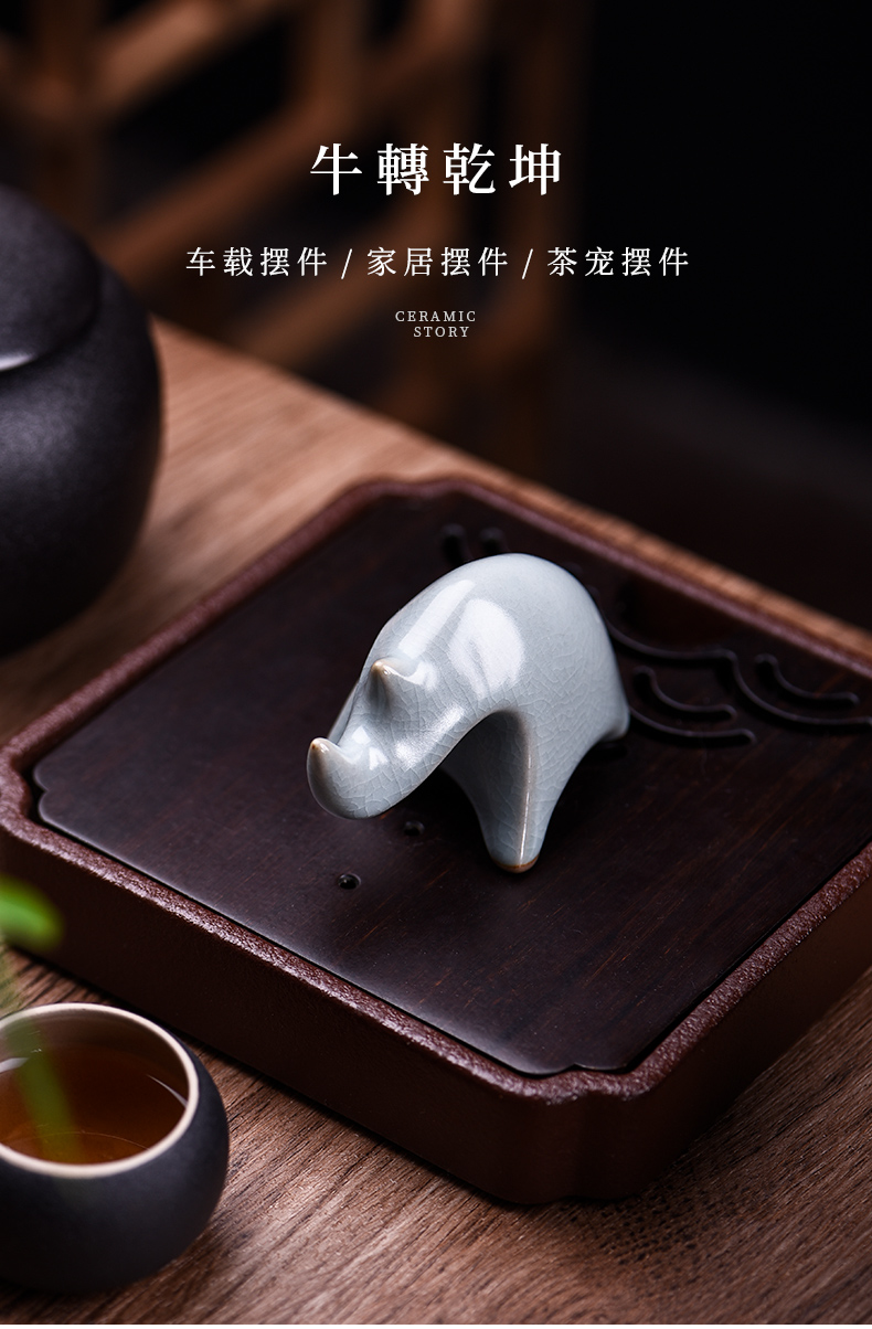 Ceramic pet furnishing articles zen tea taste express boutique story tea to keep color character lucky cow and tea table