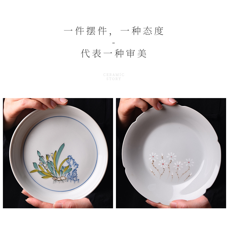 Hand - made ceramic story pot bearing plate of water bearing zen jingdezhen plant ash Japanese tea saucer pot dry terms to the machine