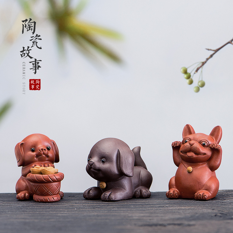 Purple ceramic story of dog boutique Purple sand tea pet furnishing articles zodiac dog pet ideas Purple sand tea pet furnishing articles