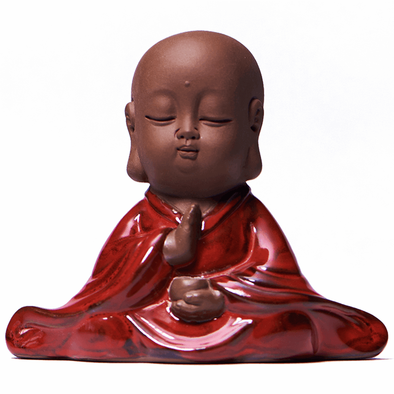 Ceramic creative young monk zen tea pet car furnishing articles coarse pottery tea for its ehrs playing manual its kung fu tea set