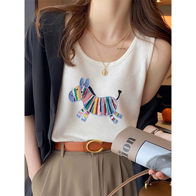 胖mm大码遮肚子吊带上衣女夏外穿高级感西装内搭宽松显瘦无袖背心